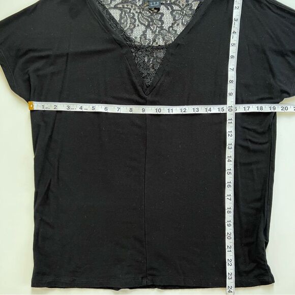 F&F Black Lace V Neck Short Sleeve Slip Over Blouse Size 8 - Picture 8 of 10